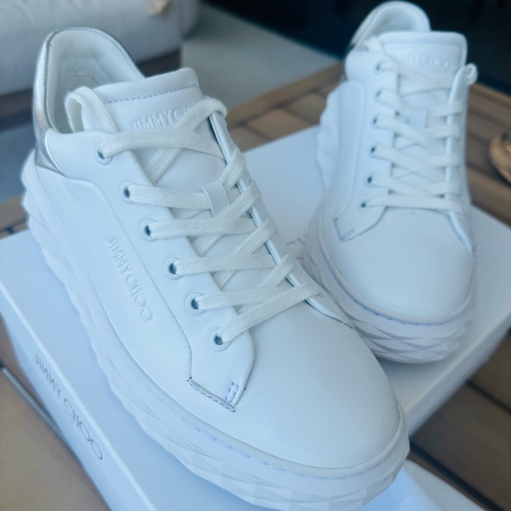 Jimmy Choo Sneakers White Chunky Sole Sporty Shoes